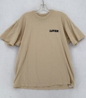 Bianca Chandon Lover Mens Beige Cotton Crew Short Sleeve T Shirt Sz XL